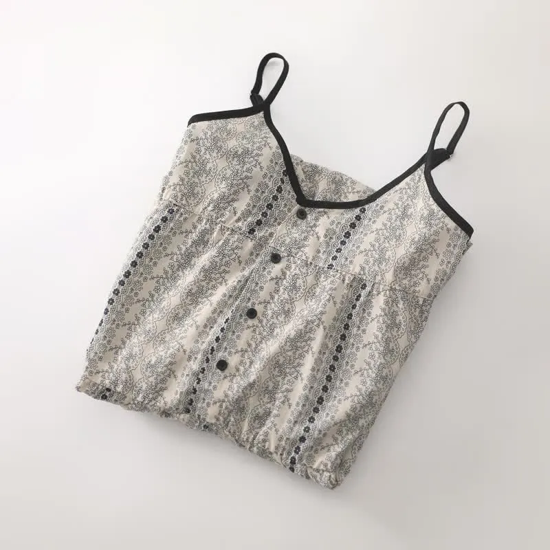 Boho-Baumwoll-Cami-Nachthemd für Damen
