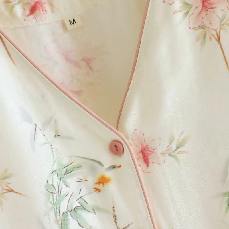 Baumwoll-Pyjama-Set mit Blumenmuster und kurzen Ärmeln (3-teilig)
