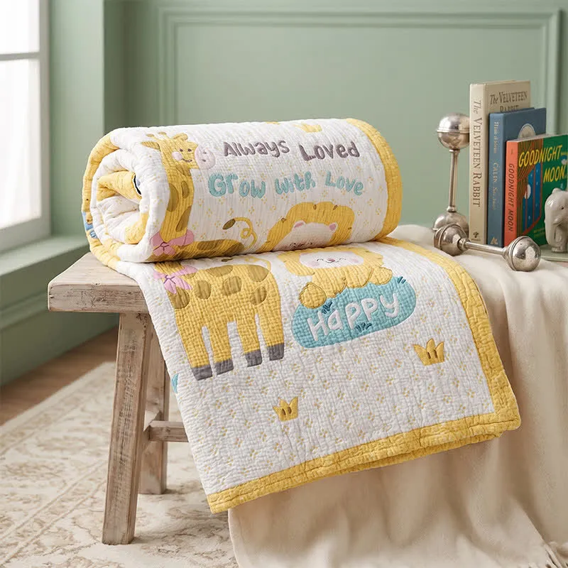 Babydecke aus Lyocell mit Giraffen- und Löwenmotiven