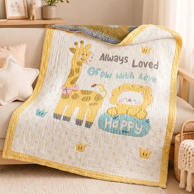 Babydecke aus Lyocell mit Giraffen- und Löwenmotiven
