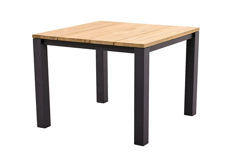 Zeo Living Gartentisch Everton 100 x 100 Teak/Edelstahl pulv.