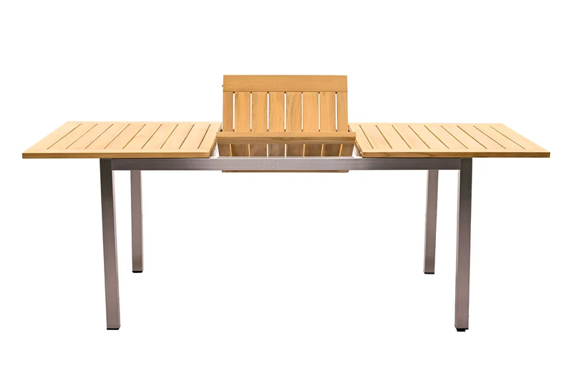 Zeo Living Auszugstisch Essence Teak Edelstahl 156/214 x 90cm