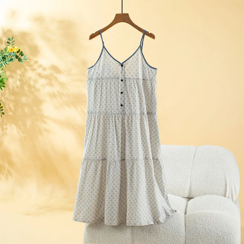 Vintage bedrucktes Baumwoll-Cami-Nachthemd für Damen