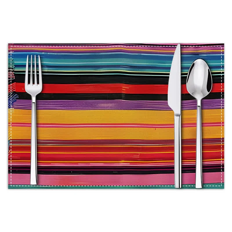 Tischsets aus Leinen im Landhausstil mit Farbstreifen