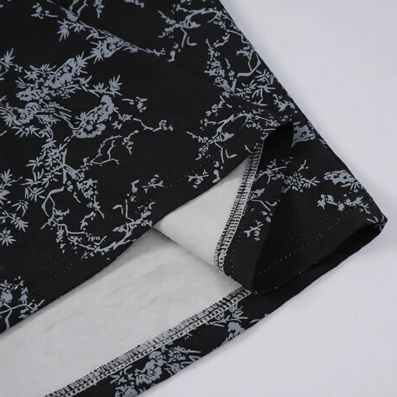 Schwarzes Lounge-Set mit Camisole-Oberteil und Blumenmuster