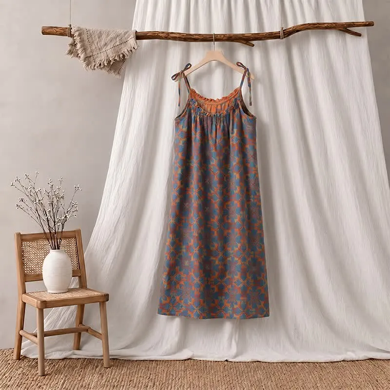 Vintage Boho Baumwoll-Nachtkleid