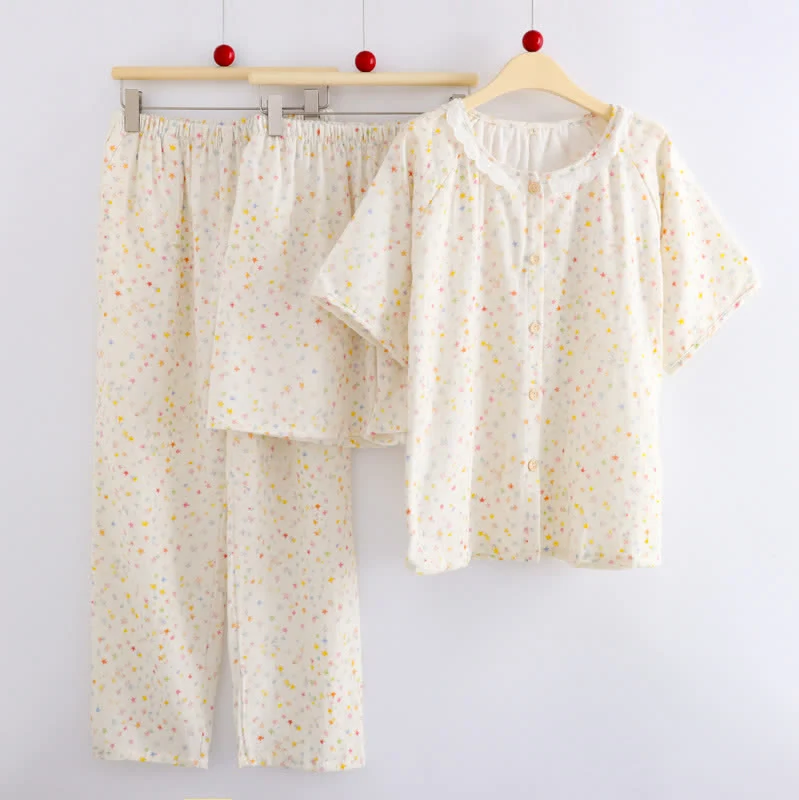 Loungewear-Set aus Baumwolle mit Sternenmuster (3-teilig)