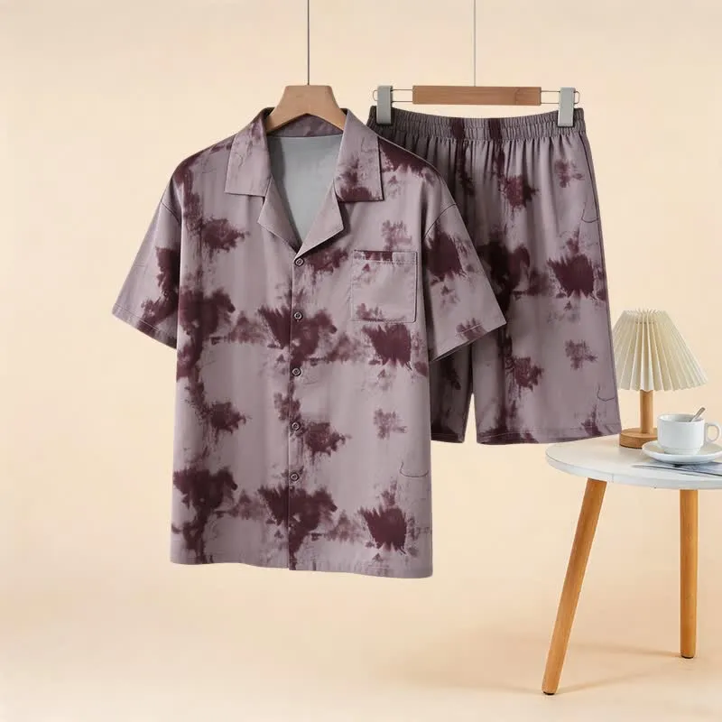 Unisex-Loungewear-Set in Mokka-Tie-Dye-Optik