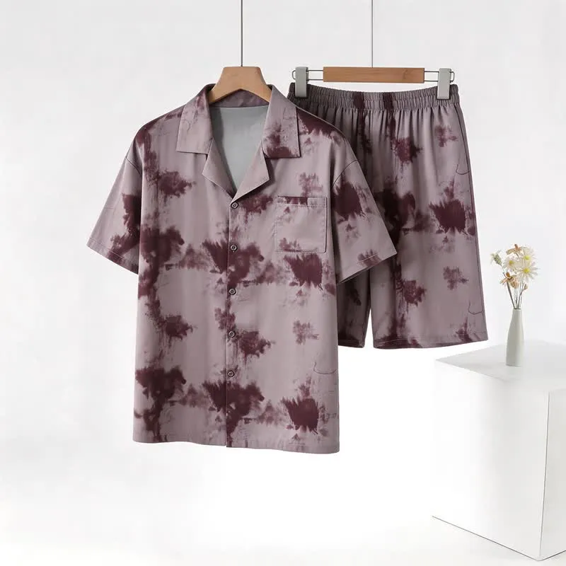 Unisex-Loungewear-Set in Mokka-Tie-Dye-Optik