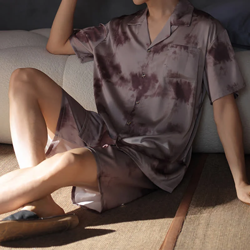 Unisex-Loungewear-Set in Mokka-Tie-Dye-Optik