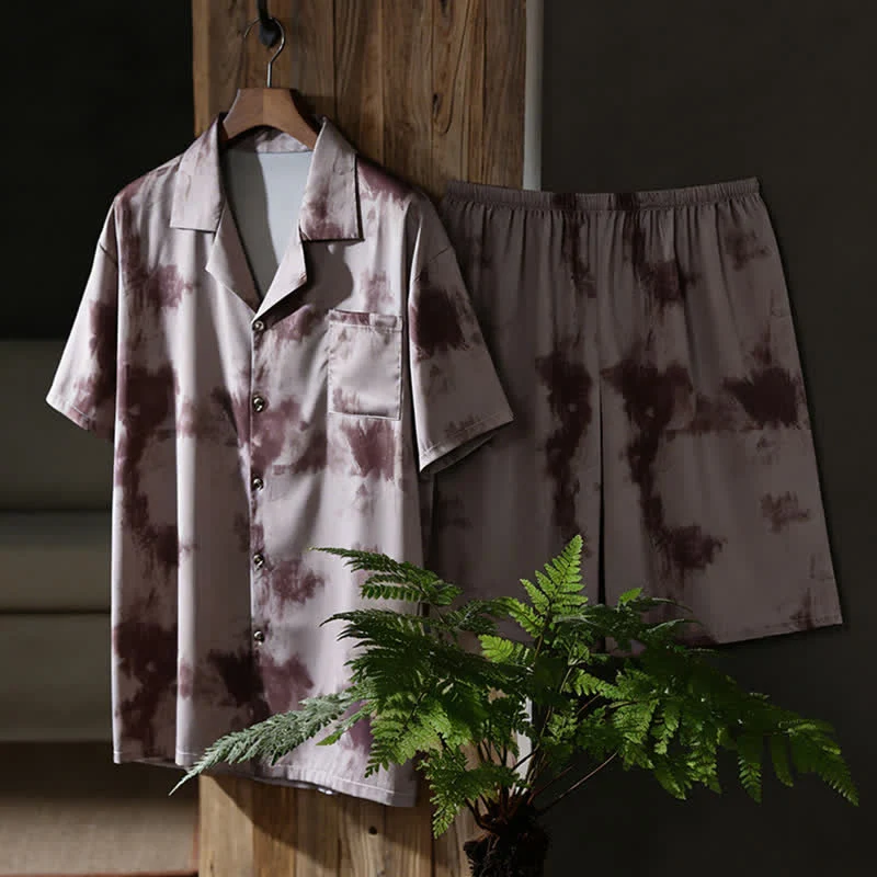 Unisex-Loungewear-Set in Mokka-Tie-Dye-Optik
