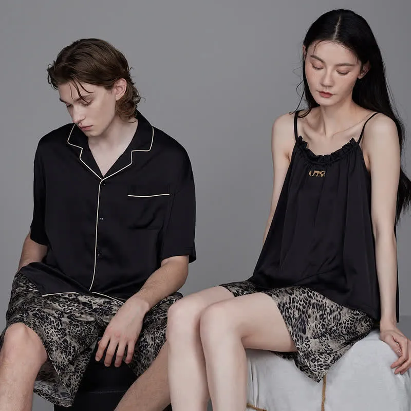 Partnerpyjamas mit Leopardenmuster und Kontrastfarben