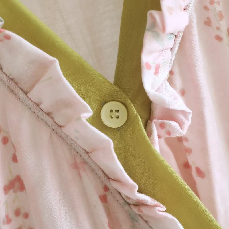 Kimono-Nachthemd/Loungewear aus geblümtem Baumwollgaze