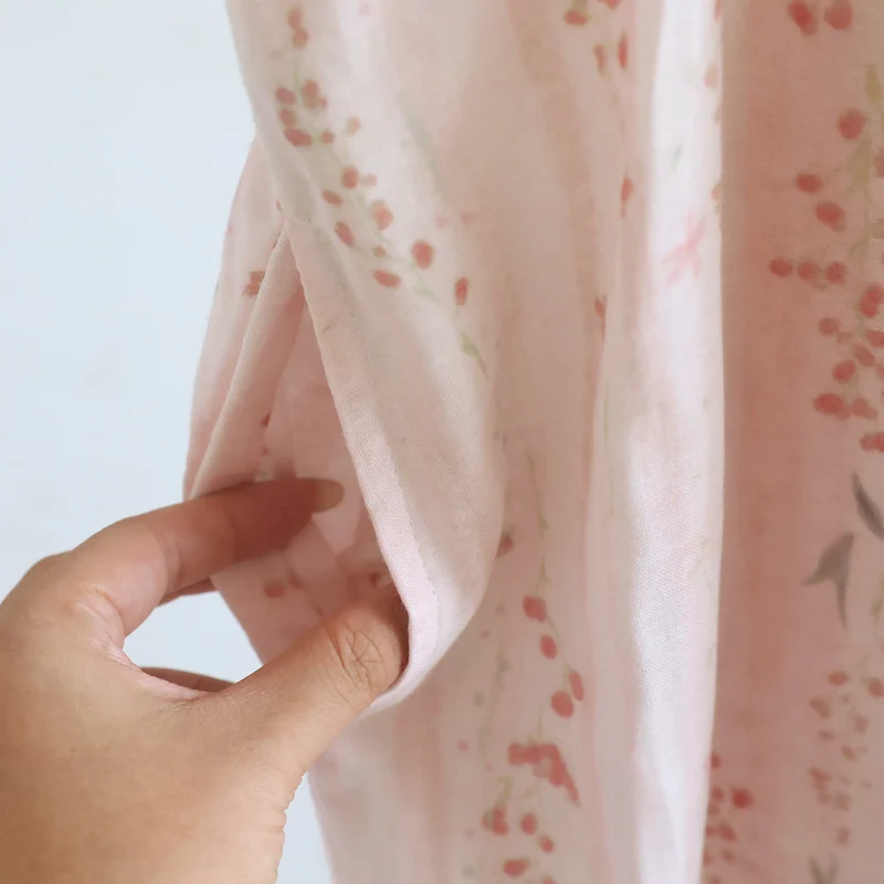 Kimono-Nachthemd/Loungewear aus geblümtem Baumwollgaze