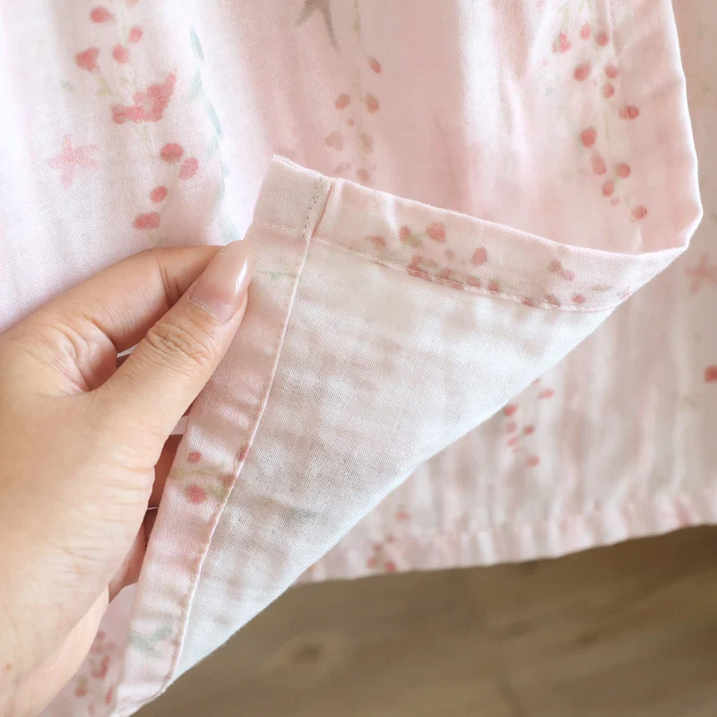 Kimono-Nachthemd/Loungewear aus geblümtem Baumwollgaze
