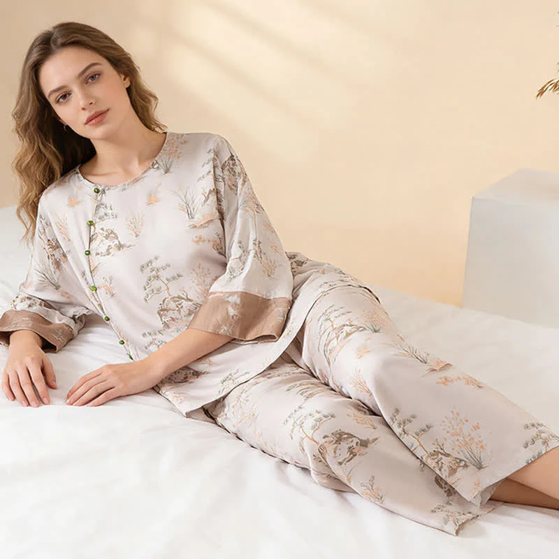 Loungewear-Set für Damen aus orientalisch bedrucktem Fiberglas