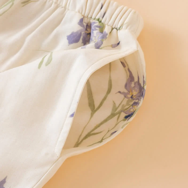 Damenpyjama mit Iris-Print aus Bambusfaser