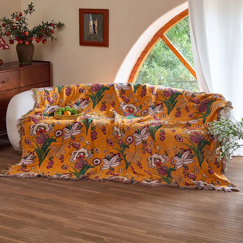 Boho Wendedecke aus Baumwollgaze mit Quasten