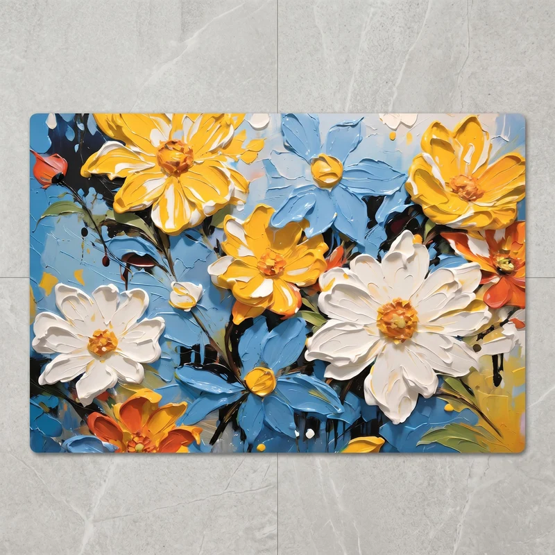 Lebhafter Badezimmerteppich im impressionistischen Blumenstil