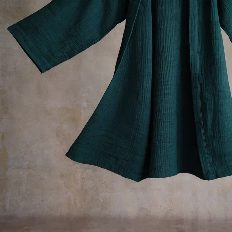 Kimono-Bademantel aus einfarbigem Baumwollgaze, Unisex