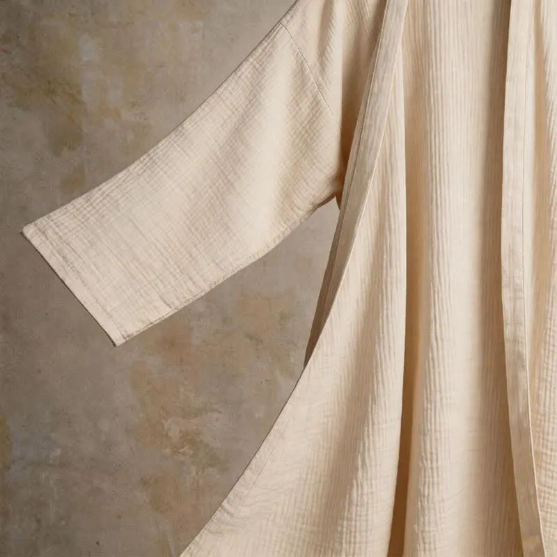 Kimono-Bademantel aus einfarbigem Baumwollgaze, Unisex