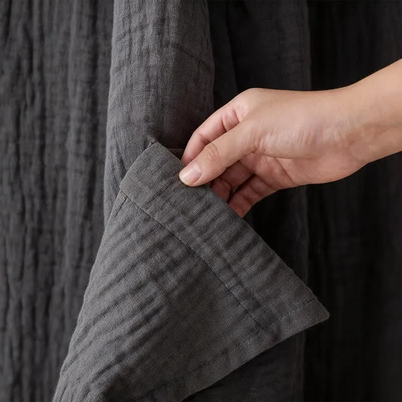 Kimono-Bademantel aus einfarbigem Baumwollgaze, Unisex