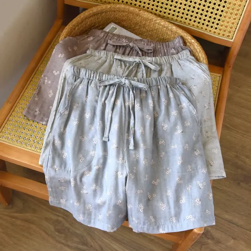 Pyjama-Shorts aus Baumwolle mit Kirschblütenmuster