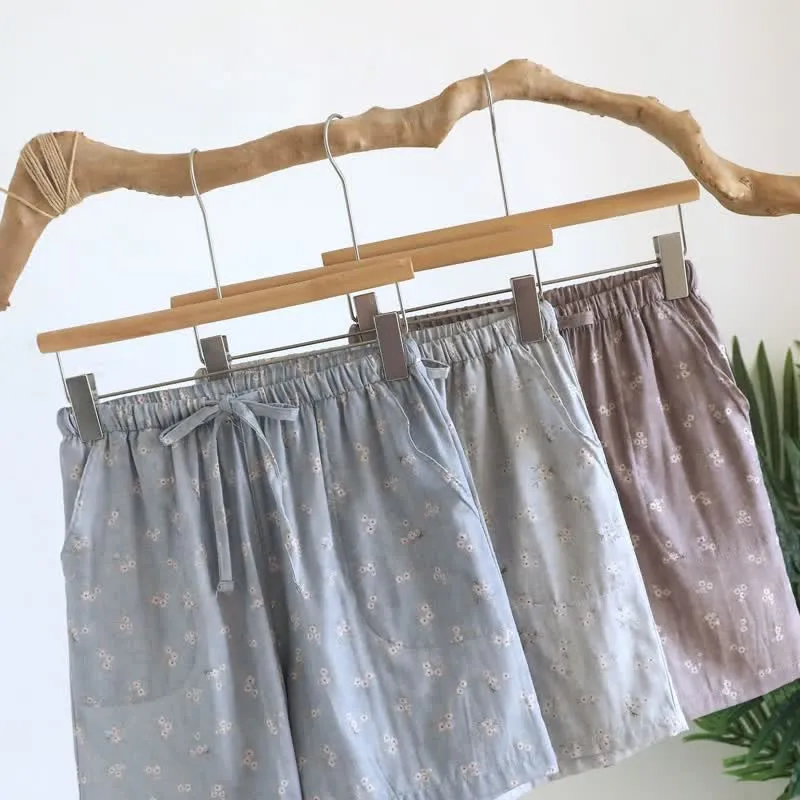 Pyjama-Shorts aus Baumwolle mit Kirschblütenmuster