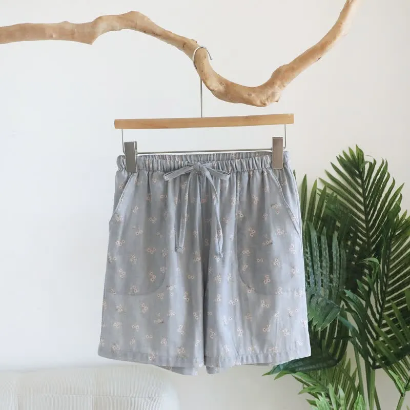 Pyjama-Shorts aus Baumwolle mit Kirschblütenmuster