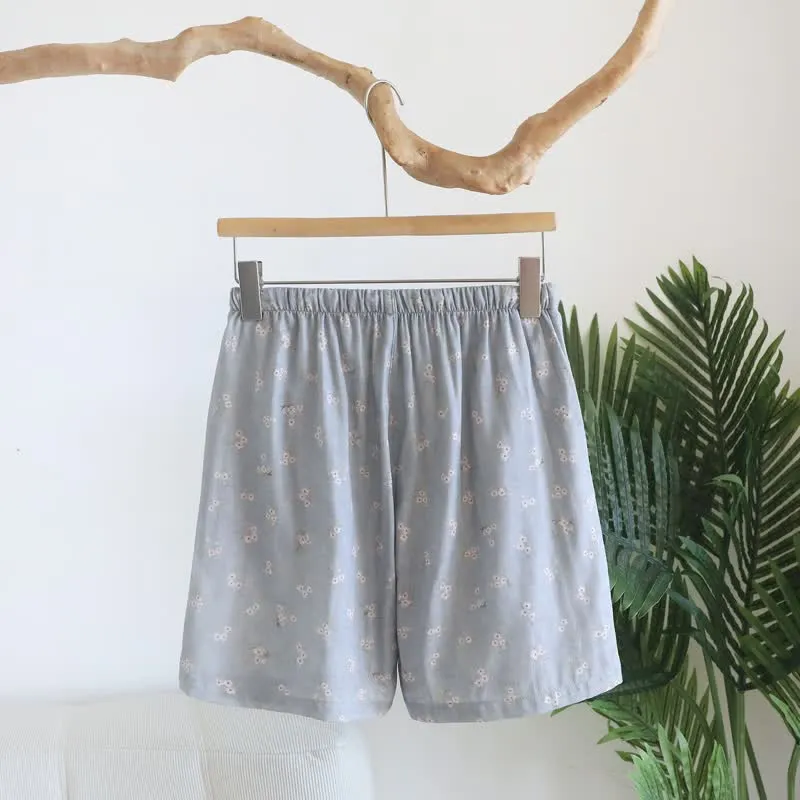 Pyjama-Shorts aus Baumwolle mit Kirschblütenmuster