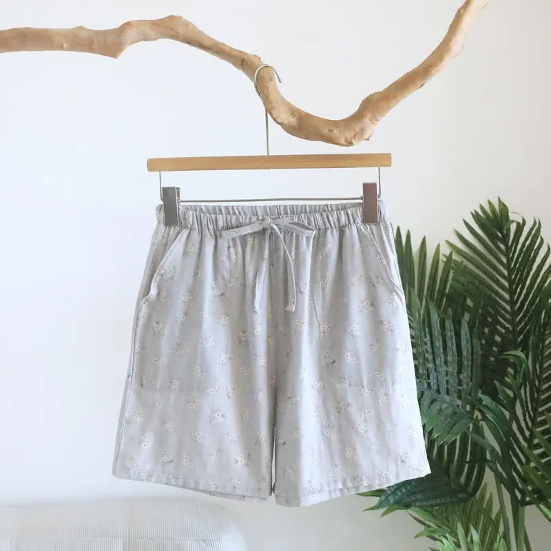 Pyjama-Shorts aus Baumwolle mit Kirschblütenmuster