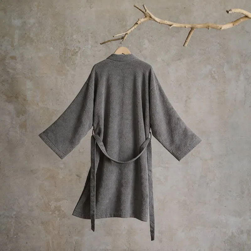 Unisex Kimono-Bademantel aus einfarbiger Baumwolle
