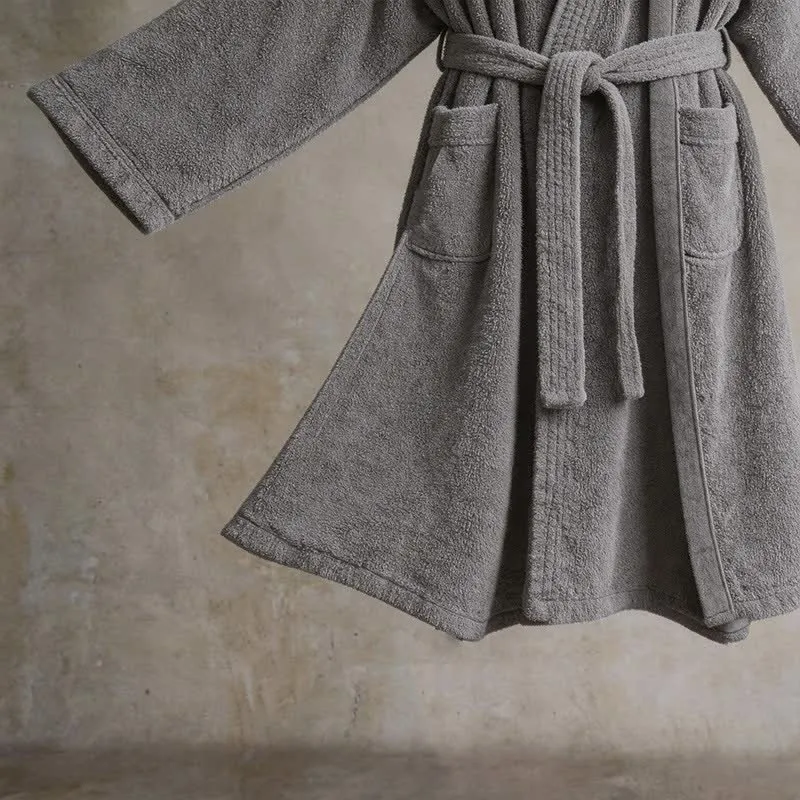 Unisex Kimono-Bademantel aus einfarbiger Baumwolle