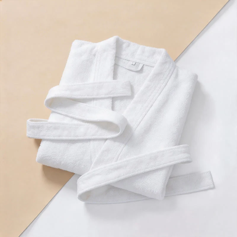 Unisex Kimono-Bademantel aus einfarbiger Baumwolle