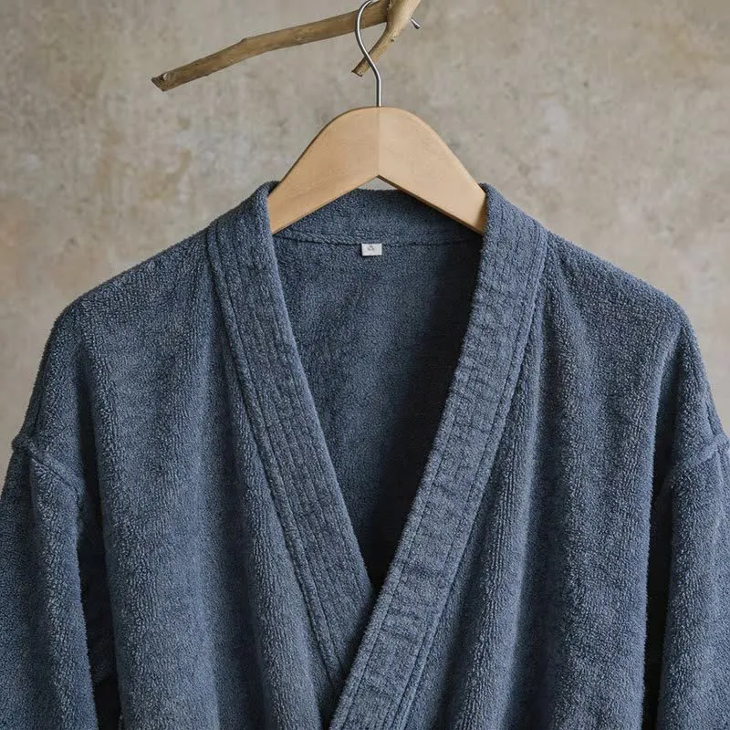 Unisex Kimono-Bademantel aus einfarbiger Baumwolle