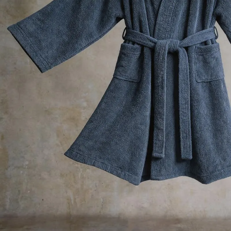 Unisex Kimono-Bademantel aus einfarbiger Baumwolle