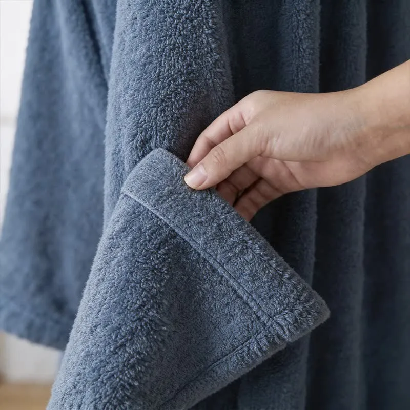 Unisex Kimono-Bademantel aus einfarbiger Baumwolle