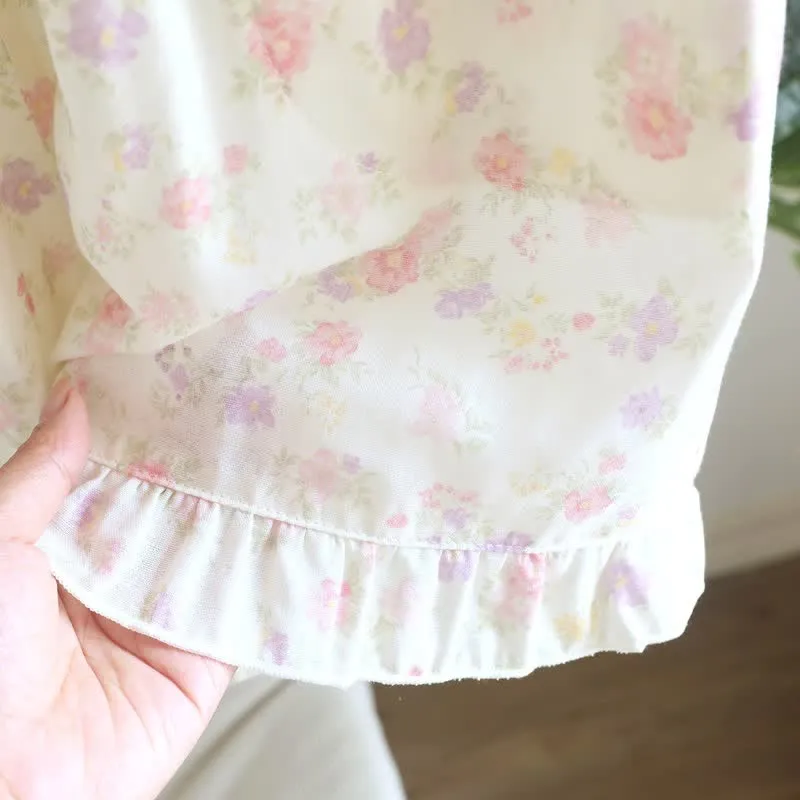 Pyjama-Shorts aus Baumwolle mit Rüschen und Blumenmuster