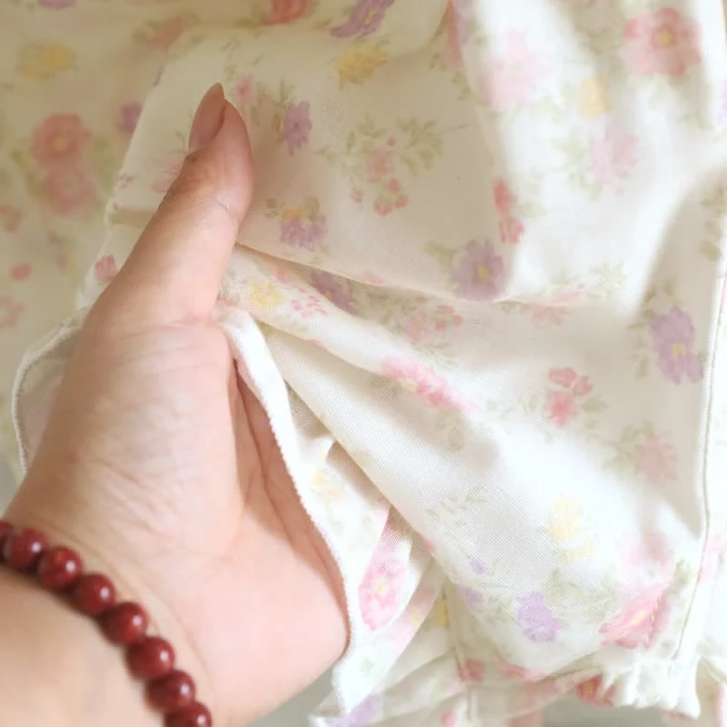 Pyjama-Shorts aus Baumwolle mit Rüschen und Blumenmuster