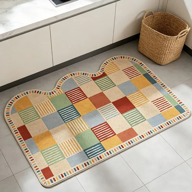 Eingangsteppich mit farblich abgesetztem Patchwork-Muster