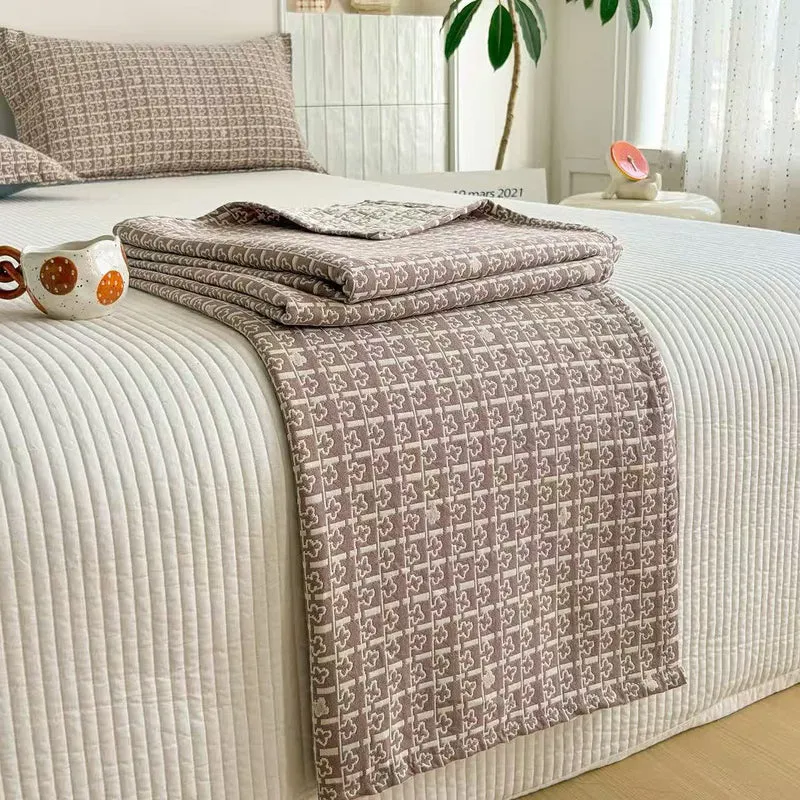 Moderne Jacquard-Baumwolldecke mit geometrischem Muster