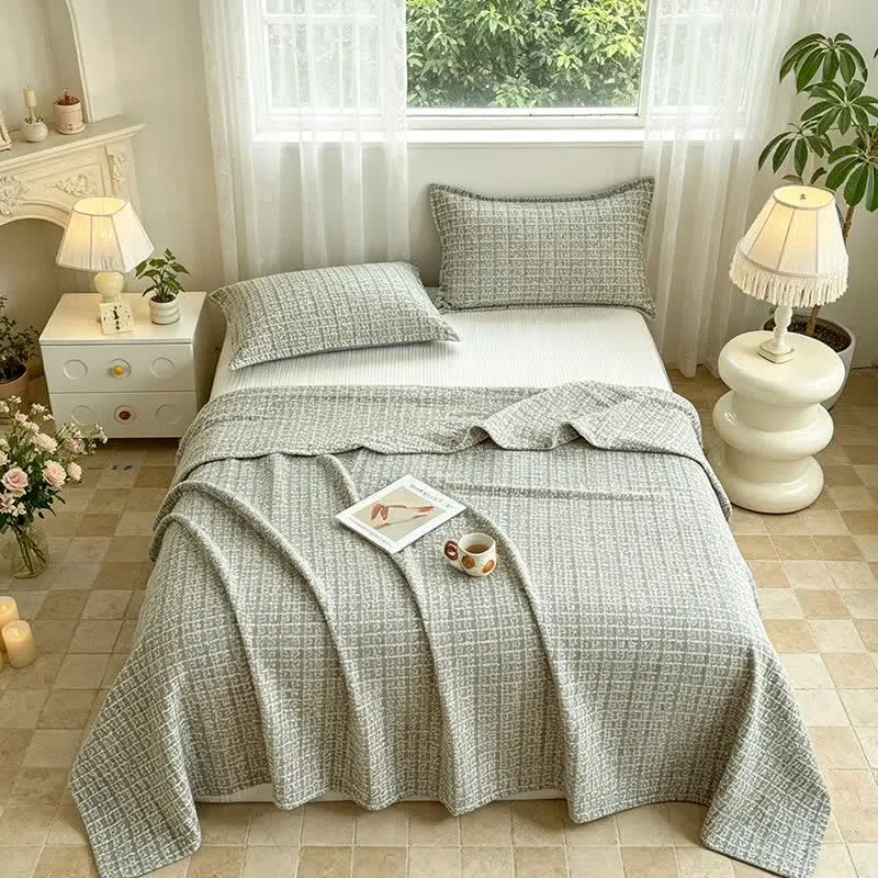 Moderne Jacquard-Baumwolldecke mit geometrischem Muster