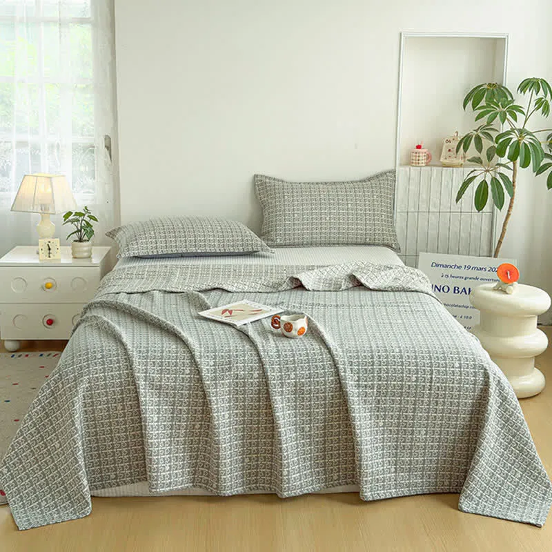 Moderne Jacquard-Baumwolldecke mit geometrischem Muster