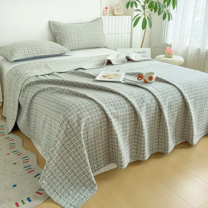 Moderne Jacquard-Baumwolldecke mit geometrischem Muster