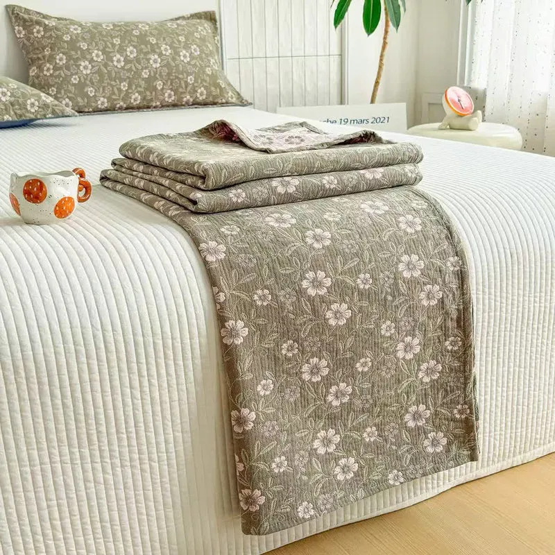 Wendbare rustikale Baumwolldecke mit Jacquard-Blumenmuster