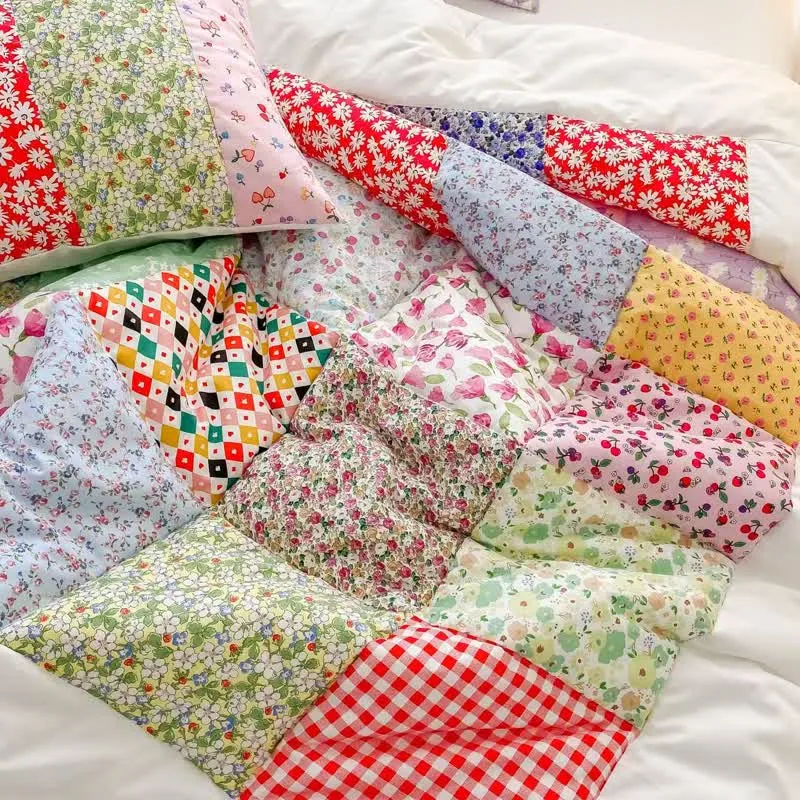 Buntes Patchwork-Bettwäscheset aus Baumwolle mit Blumenmuster