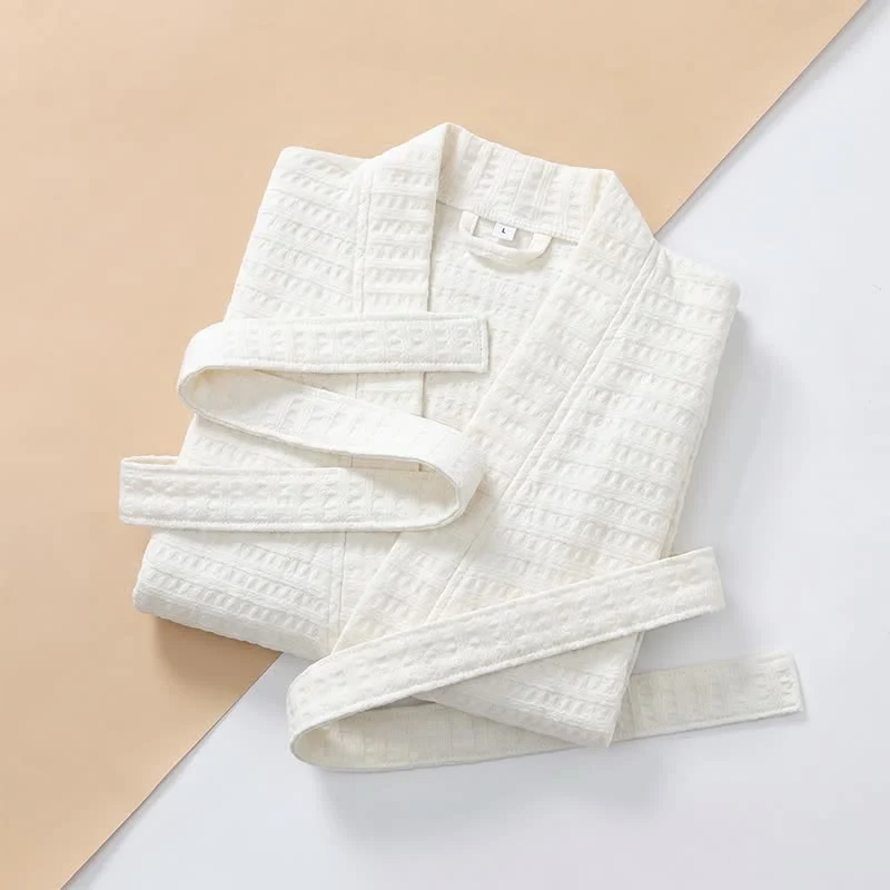Kimono-Bademantel aus Baumwolle mit Waffelmuster