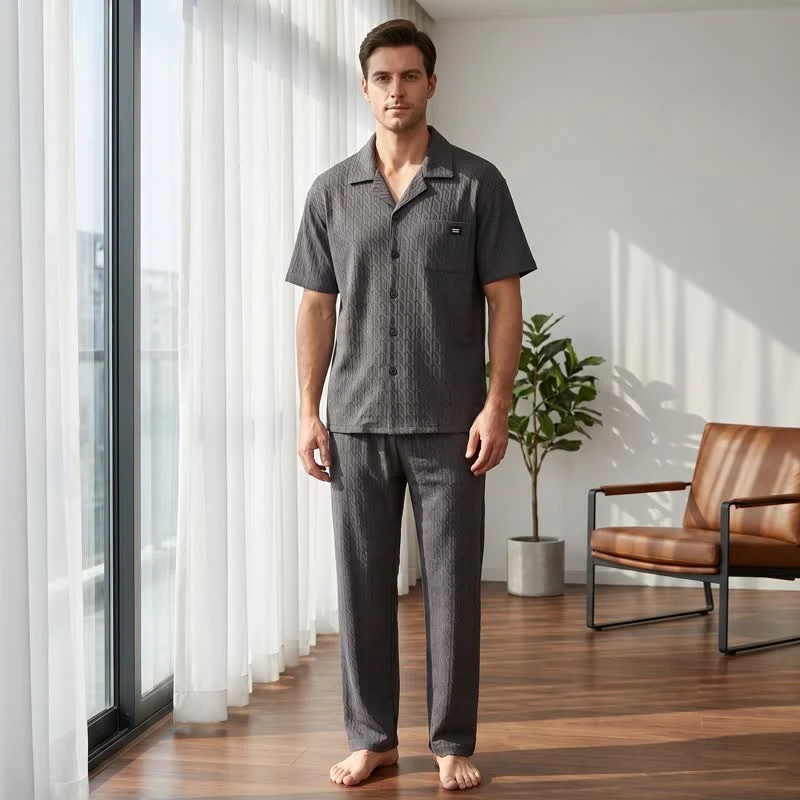 Loungewear-Set aus Baumwolle mit geometrischem Kettenmuster