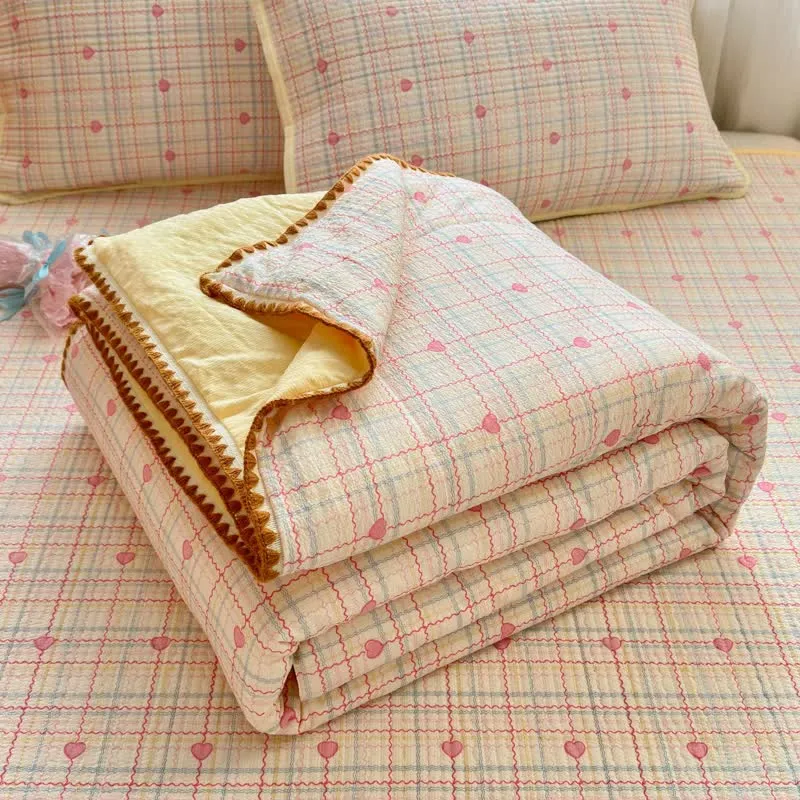 Bettwäsche-Set „Sweetheart Beige“ aus gestepptem Polyester