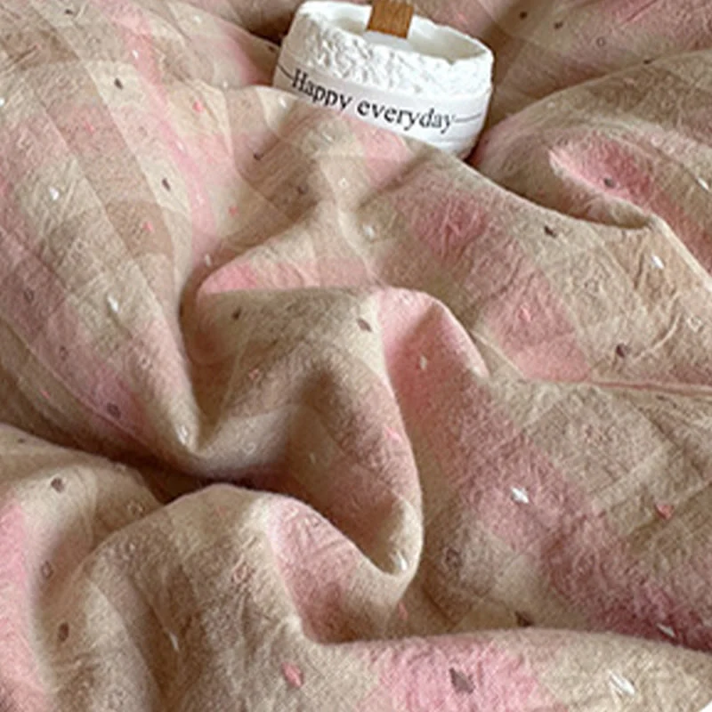 Bettwäsche-Set aus Baumwolle in zartem Rosa mit Vichy-Karo